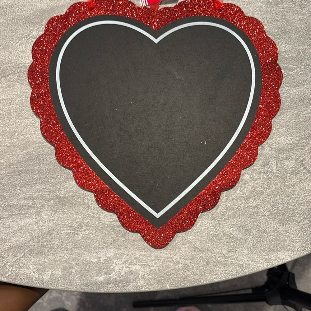NWT! Red Glitter Heart Chalkboard